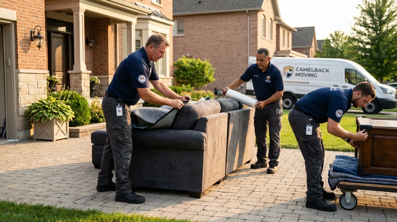 Large estate moving crew wrapping furniture in Parkers Prairie, MN